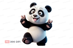 Cute panda making peace sign animal black Product Image 1