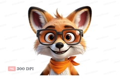 Cheerful fox wearing glasses and bandana animal cartoon Product Image 1