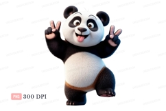 Cheerful panda making peace signs bear black Product Image 1