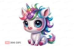 Cute fluffy unicorn with rainbow mane image Product Image 1