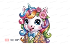 Adorable unicorn wearing suit and bow tie cute fantasy Product Image 1