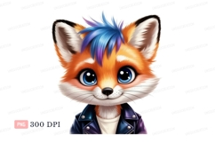 Cartoon fox punk rocker blue Product Image 1