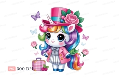 Cute unicorn wearing hat and jacket fantasy rainbow Product Image 1