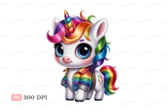 Cute fluffy unicorn with rainbow mane and jacket image Product Image 1