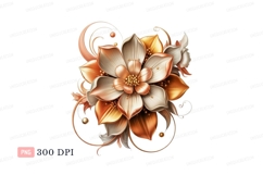 Ornate copper and cream floral arrangement flower gold Product Image 1
