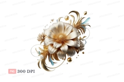 Golden white flower ornate design decorative Product Image 1