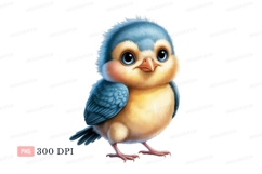 Fluffy blue and yellow chick bird Product Image 1