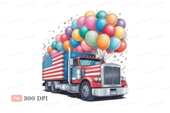 Patriotic truck balloons celebration blue white Product Image 1