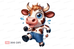 Cartoon cow wearing denim shorts animal cute Product Image 1