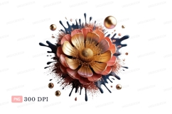 Golden flower with liquid splashes pink blue Product Image 1