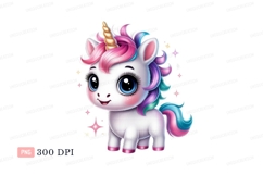 Adorable unicorn with rainbow mane and golden horn Product Image 1