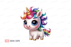 Adorable unicorn with rainbow mane and tail horn Product Image 1