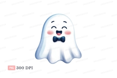 Happy ghost with bow tie white blue Product Image 1