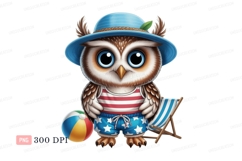 Adorable owl wearing summer clothes beach shorts Product Image 1