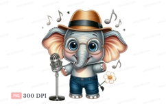 Cute elephant performer with microphone and flower Product Image 1