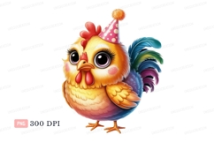 Festive chick wearing party hat chicken bird Product Image 1