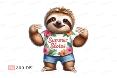 Cheerful sloth wearing summer attire animal cute Product Image 1