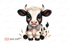 Cute cow wearing bowtie animal black Product Image 1
