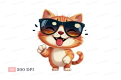 Orange tabby cat wearing sunglasses cool Product Image 1