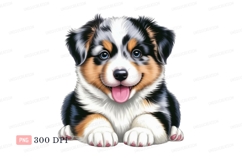 Adorable fluffy puppy with blue eyes australian shepherd Product Image 1