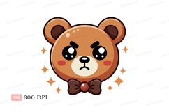 Grumpy bear with bow tie cartoon Product Image 1