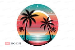 Sunset palms ocean retro vintage Product Image 1