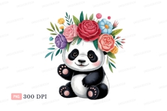 Adorable panda wearing floral crown bear animal Product Image 1
