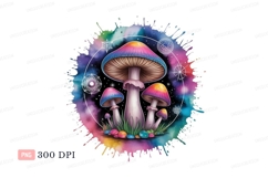 Psychedelic mushrooms cosmic circle colorful Product Image 1
