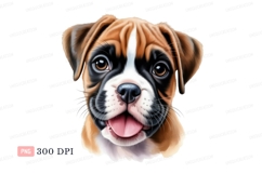 Boxer puppy face brown white black canine animal Product Image 1