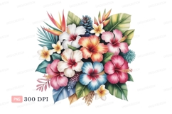 Tropical floral arrangement vibrant hibiscus plumeria Product Image 1
