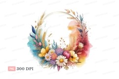 Floral wreath golden arch watercolor Product Image 1