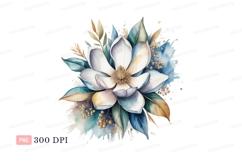 White magnolia bloom with blue green leaves flower Product Image 1