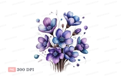 Purple blue floral bouquet flowers Product Image 1