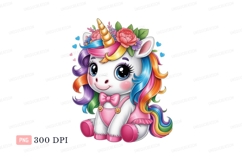 Adorable unicorn with rainbow mane and floral crown Product Image 1