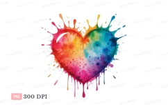 Rainbow watercolor heart splash paint Product Image 1