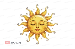 Smiling sun face with closed eyes yellow orange Product Image 1