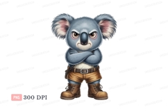 Grumpy koala wearing shorts and boots cartoon animal Product Image 1