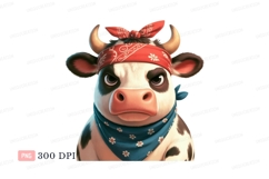 Angry cow wearing bandana and scarf animal Product Image 1