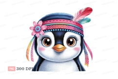 Adorable penguin with feathered headband bird cute Product Image 1