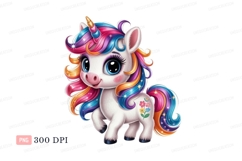 Cute unicorn with rainbow mane tail horn Product Image 1
