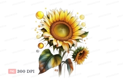 Golden Sunflowers Yellow Petals Green Leaves brown Product Image 1