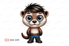 Cute otter wearing jeans and boots animal cartoon Product Image 1