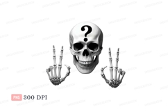 Skull question mark skeleton hands image Product Image 1
