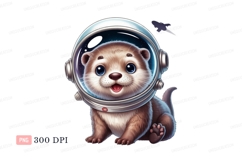 Otter astronaut exploring space helmet stars Product Image 1