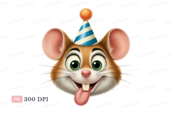 Cartoon mouse wearing party hat orange Product Image 1