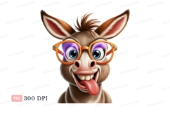 Funny donkey wearing orange glasses animal cartoon Product Image 1