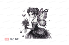 Gothic fairy holding roses butterflies bouquet Product Image 1