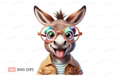 Funny donkey wearing colorful glasses animal cartoon Product Image 1