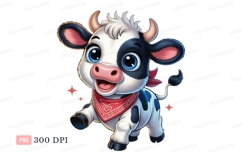 Cartoon calf wearing red bandana cute Product Image 1