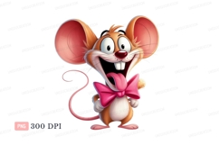 Cheerful cartoon mouse with pink bow image Product Image 1